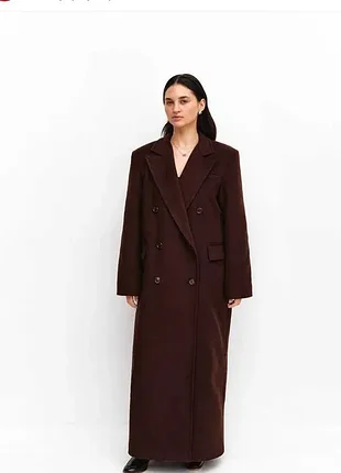 Длинное пальто шоколадного цвета | 130 см | anka studios (модель konstanta)