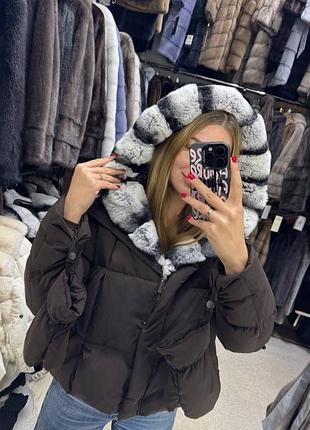 Пуховик зимний женский с натуральным мехом