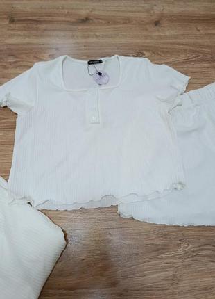 Пижама женская тройка рубчик