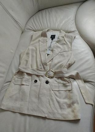 Классическая батал жилетка вискоза лён