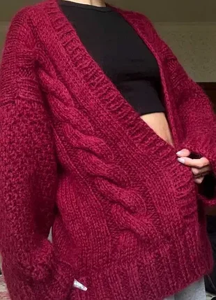 Вязаный кардиган из мохера| ручная работа