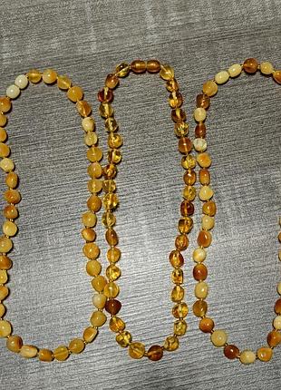 Бусы из натурального янтаря, 0,8-1 см.