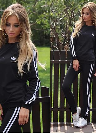 Zy жіночий чорний світшот з короною, спортивна кофта з лампасами, розмір m/l