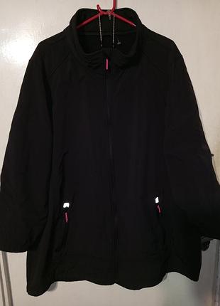 Деми куртка на флисе с карманами кэжуал в спортивном стиле мега батал