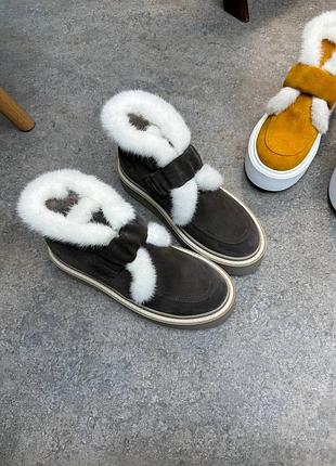 Натуральная замша норка ботиночки