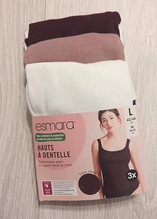 Женская майка в рубчик с кружевом esmara