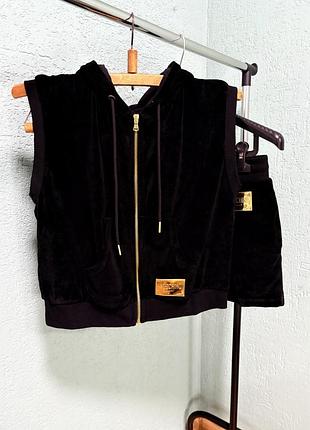 Moschino swim оксамитовий спортивний костюм чорний