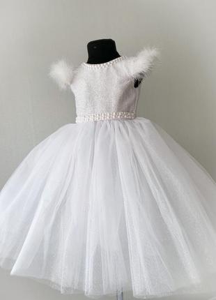 Белое платье снежинка 3-5 лет