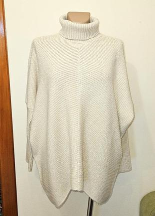 🤩1+1=3 фирменный бежевый женский свитер оверсайз под горло pretty lavish, размер 44 - 46