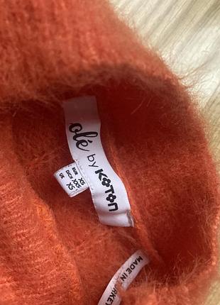 Светр оранжевий пухнастий під горло ole by koton для дівчинки підлітки 2