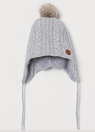 Шапка на флісі зимова для дівчинки h&m 1.5-4роки 92-104см 48-50см обхват голови