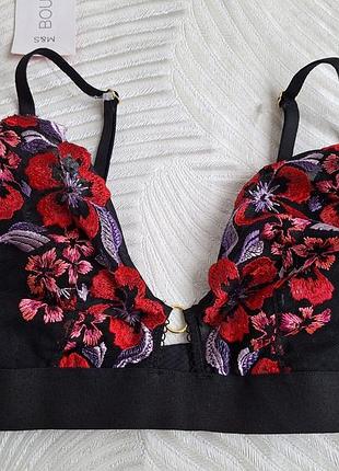 Черный с вышивкой бюстгальтер топ фирмы marks and spencer размеры 10de и 20de английских