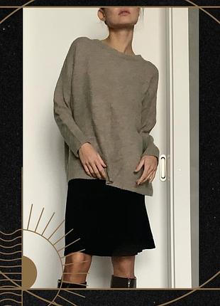 Коричневий светр оверсайз вільний шерсть кофта тепла вʼязана довгий рукав вовна класика oldmoney vince