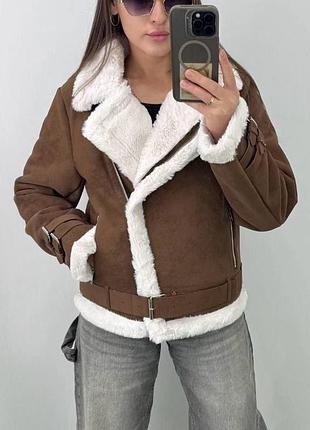 Дубленка с карманами