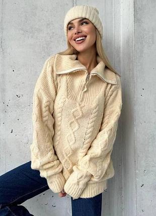 Зимний свитер с шерстью, one size, plus size