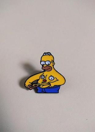 Пин значок значки брошь брошка simpsons симпсон кормит пиццей свой живот 🍕4 фото