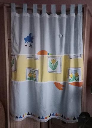 Готовая детская штора тюль порьера занавеска занавеска пэчворк в детский хлопок орнамент кружево