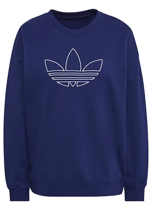 Свитшот женский оверсайз оригинал adidas двунитка 100% хлопок глубокий синий размер s-m-l