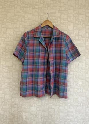 Винтажна гавайська рубашка у клітинку картата ретро стиль 90-х 80-х