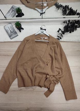 Кардиган с завязками на запахьз добавлением шерсти h&amp;m p xl