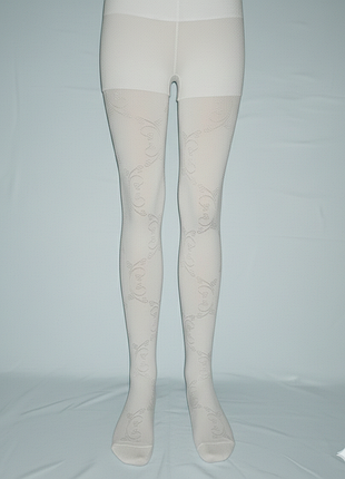 Жаккардовые колготы нарядные белые на девочку подростка