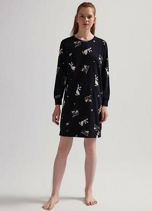 Туника для дома и сна 62209 hays черная с принтом