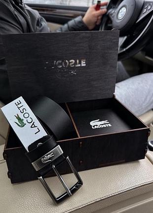 Ремень пояс мужской кожа кожаный черный lacoste / ремінь пояс чоловічий шкіра шкіряний чорний