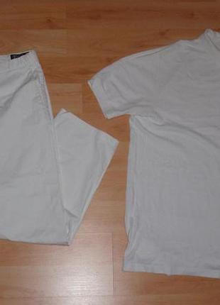 Білий чоловічий комплект polo ralph lauren cotton штани/чиноси + футболка поло original xxl (2xl) — 3xl