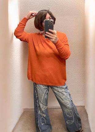 Свитер оранжевый , кашемир, шерсть cashmere