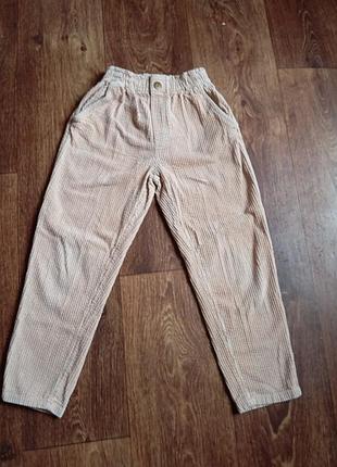 Вельветовые 💯 натуральные брюки мом на модницу 6-7 лет