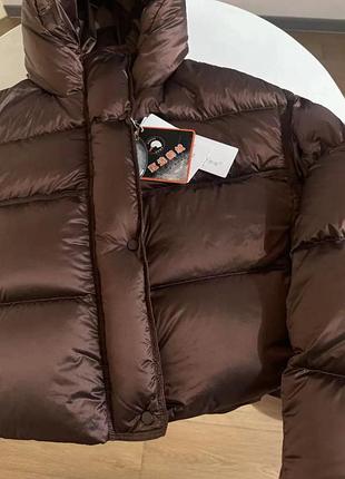 Шоколадна куртка пуховик зима гусячий пух 95%