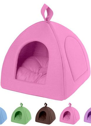Пирамида для животных теремок, хxs, ш 35 см, дл 35 см, в 35 см розовый