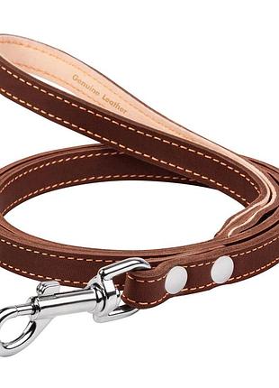 Поводок "collar" двойной с прошивкой (ширина 16мм, длина 122см) коричневый