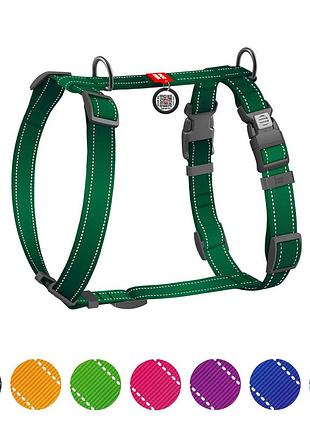 Шлея для собак анатомическая h-образная waudog nylon mono с qr-паспортом, светоотражающая, пластиковый фастекс, размер l, ш 25 мм, а