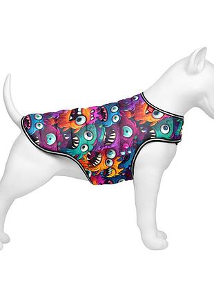 Курточка-накидка для собак waudog clothes, рисунок "зубастые монстры", l, а 41 см, b 58-70 см, с 42-52 см