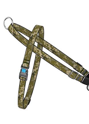 Шлея для собак швидкознімна waudog nylon з qr-паспортом, малюнок "мілітарі", пластиковий фастекс, m, ш 20 мм, а 45-65 см, в 55-80