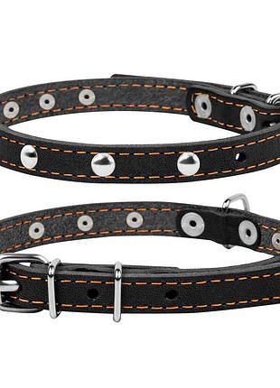 Ошейник "collar" одинарный с украшениями (ширина 12мм, длина 24-32см) черный