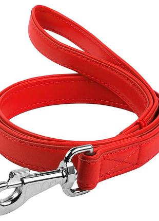 Поводок для собак кожаный waudog glamour, ш 25 мм, дл 122 см красный