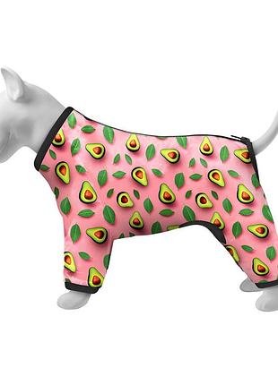 Ветровка для собак waudog clothes, рисунок "авокадо на розовом", l50, в 70-74 см, с 47-50 см