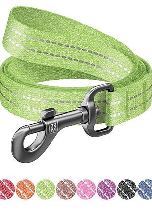 Поводок для собак из восстановленного хлопка waudog re-cotton светоотражающий, m, ш 20 мм, дл 500 см салатовый