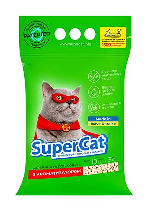 Наполнитель supercat с ароматизатором, 3кг (зеленый)