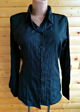 Класична чорна сорочка блузка приталеного силуету okay. нова з біркою.