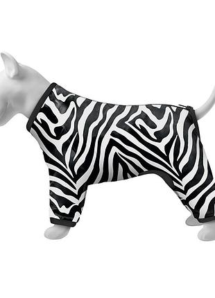 Ветровка для собак waudog clothes, рисунок "зебра", xs22, в 30-34 см, с 19-21 см