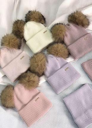 Шапка и хомут для девочки 3-8 лет