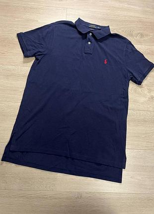 Мужское синее поло футболка polo ralph lauren