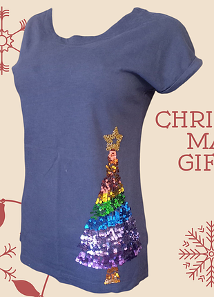 Женская футболка с коротким рукавом и паетками