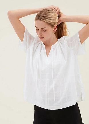 Блузка из чистого хлопка с завязкой на горловине