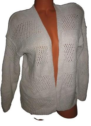 Прымный мягкий белый ажурный кардиган/ м/brend hollister