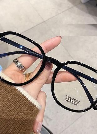 Очки для имиджа круглые с прозрачной линзой черные 20/013