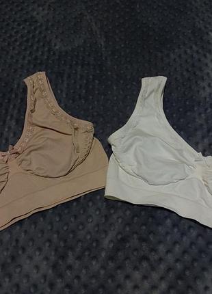Бесшовный бюстгальтер-топ tu (sainsbury's) xxl, белый или бежевый/ нюдовый, для сна/спорта